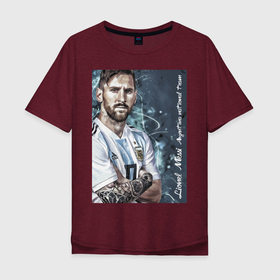 Мужская футболка хлопок Oversize с принтом Lionel Messi в Белгороде, 100% хлопок | свободный крой, круглый ворот, “спинка” длиннее передней части | barcelona | football | forward | messi | star | барселона | звезда | месси | нападающий | футбол