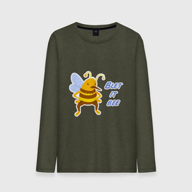 Мужской лонгслив хлопок с принтом Пчела Blet it bee в Курске, 100% хлопок |  | blet it bee | let it be | пчела | так блэт