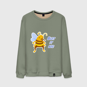 Мужской свитшот хлопок с принтом Пчела Blet it bee в Тюмени, 100% хлопок |  | blet it bee | let it be | пчела | так блэт