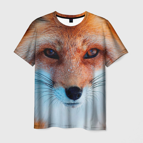 Мужская футболка 3D с принтом Мордочка лисы в Екатеринбурге, 100% полиэфир | прямой крой, круглый вырез горловины, длина до линии бедер | fox | foxy | животное | звери | лиса | лисенок | лисичка | милая | рыжая | фокс