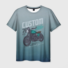 Мужская футболка 3D с принтом Custom Bike в Курске, 100% полиэфир | прямой крой, круглый вырез горловины, длина до линии бедер | bike | custom | байк | байкер | кастом | мото | мотокросс | мотоцикл | скорость