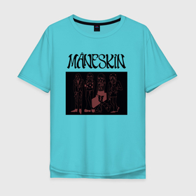 Мужская футболка хлопок Oversize с принтом Maneskin в Тюмени, 100% хлопок | свободный крой, круглый ворот, “спинка” длиннее передней части | maneskin | manskin | monskin | манескин | монскин
