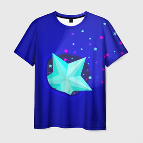 Мужская футболка 3D с принтом Счастливая звезда , 100% полиэфир | прямой крой, круглый вырез горловины, длина до линии бедер | галактика | звезда | иллюстрация | космос | небесное тело