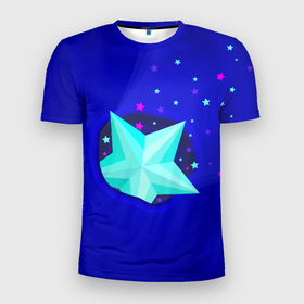 Мужская футболка 3D спортивная с принтом Счастливая звезда , 100% полиэстер с улучшенными характеристиками | приталенный силуэт, круглая горловина, широкие плечи, сужается к линии бедра | галактика | звезда | иллюстрация | космос | небесное тело