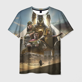 Мужская футболка 3D с принтом Кредо Убийцы: Египет в Белгороде, 100% полиэфир | прямой крой, круглый вырез горловины, длина до линии бедер | cesar | games | origins | ubisoft | uplay | пески | фараон