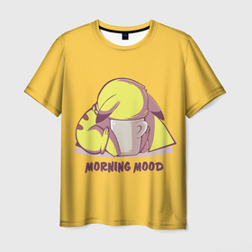 Мужская футболка 3D с принтом Pikachu morning mood в Кировске, 100% полиэфир | прямой крой, круглый вырез горловины, длина до линии бедер | morning | pikachu | pokemon | кофе | настроение | пикачу | покемон | утро