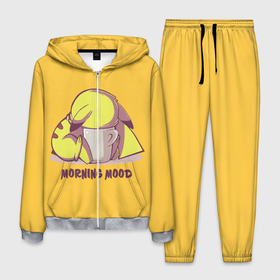 Мужской костюм 3D с принтом Pikachu morning mood , 100% полиэстер | Манжеты и пояс оформлены тканевой резинкой, двухслойный капюшон со шнурком для регулировки, карманы спереди | morning | pikachu | pokemon | кофе | настроение | пикачу | покемон | утро