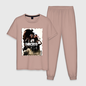 Мужская пижама хлопок с принтом FARCRY GAME в Кировске, 100% хлопок | брюки и футболка прямого кроя, без карманов, на брюках мягкая резинка на поясе и по низу штанин
 | farcry | fc 5 | fc5 | фар край