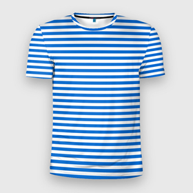 Мужская футболка 3D Slim с принтом морская униформа в Петрозаводске, 100% полиэстер с улучшенными характеристиками | приталенный силуэт, круглая горловина, широкие плечи, сужается к линии бедра | Тематика изображения на принте: в топе | в тренде | морская одежда | сине белая | служебная одежда