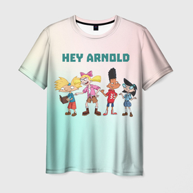 Мужская футболка 3D с принтом Hey Arnold в Белгороде, 100% полиэфир | прямой крой, круглый вырез горловины, длина до линии бедер | арнольд | арт | графика | дети | мультфильмы