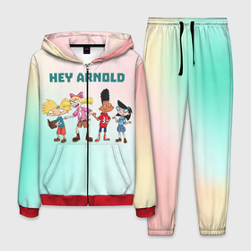 Мужской костюм 3D с принтом Hey Arnold , 100% полиэстер | Манжеты и пояс оформлены тканевой резинкой, двухслойный капюшон со шнурком для регулировки, карманы спереди | Тематика изображения на принте: арнольд | арт | графика | дети | мультфильмы
