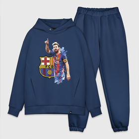 Мужской костюм хлопок OVERSIZE с принтом Lionel Messi, Barcelona ,  |  | barcelona | football | forward | messi | star | барселона | звезда | месси | нападающий | форвард | футбол