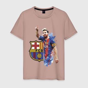 Мужская футболка хлопок с принтом Lionel Messi   Barcelona   Argentina в Петрозаводске, 100% хлопок | прямой крой, круглый вырез горловины, длина до линии бедер, слегка спущенное плечо. | barcelona | football | forward | messi | star | барселона | звезда | месси | нападающий | форвард | футбол