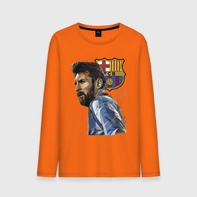 Мужской лонгслив хлопок с принтом Lionel Messi   Barcelona   Argentina   Striker , 100% хлопок |  | barcelona | football | forward | messi | star | барселона | звезда | месси | нападающий | форвард | футбол