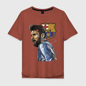 Мужская футболка хлопок Oversize с принтом Lionel Messi   Barcelona   Argentina   Striker в Кировске, 100% хлопок | свободный крой, круглый ворот, “спинка” длиннее передней части | barcelona | football | forward | messi | star | барселона | звезда | месси | нападающий | форвард | футбол