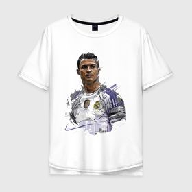 Мужская футболка хлопок Oversize с принтом Cristiano Ronaldo   Manchester United   Portugal в Петрозаводске, 100% хлопок | свободный крой, круглый ворот, “спинка” длиннее передней части | football | forward | ronaldo | star | звезда | роналдо | форвард | футбол
