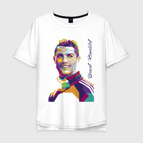 Мужская футболка хлопок Oversize с принтом Bravo Ronaldo в Санкт-Петербурге, 100% хлопок | свободный крой, круглый ворот, “спинка” длиннее передней части | football | forward | ronaldo | star | звезда | роналдо | форвард | футбол