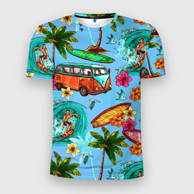 Мужская футболка 3D спортивная с принтом Пальмы волны серфинг , 100% полиэстер с улучшенными характеристиками | приталенный силуэт, круглая горловина, широкие плечи, сужается к линии бедра | beach | club | palm | party | sea | summer | tropical | волна | волны | жара | летние | лето | море | очки | пальмы | пляж | серф | серфинг | тропический