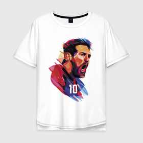 Мужская футболка хлопок Oversize с принтом Lionel Messi   Barcelona   Argentina   Football в Белгороде, 100% хлопок | свободный крой, круглый ворот, “спинка” длиннее передней части | barcelona | football | forward | messi | star | барселона | звезда | месси | нападающий | форвард | футбол