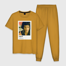 Мужская пижама хлопок с принтом Амели в Тюмени, 100% хлопок | брюки и футболка прямого кроя, без карманов, на брюках мягкая резинка на поясе и по низу штанин
 | amelie | амели | кино | фильм