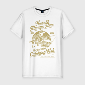 Мужская футболка хлопок Slim с принтом Рыбалка в Новосибирске, 92% хлопок, 8% лайкра | приталенный силуэт, круглый вырез ворота, длина до линии бедра, короткий рукав | art | fish | fisherman | fishing | fishing rod | арт | рыба | рыбак | рыбалка | удочка