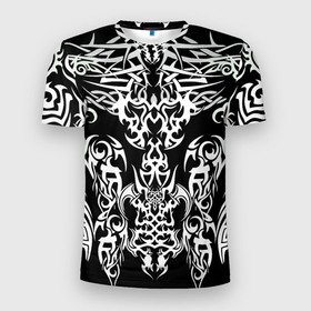 Мужская футболка 3D спортивная с принтом ТАТУ ЧЕРНО БЕЛОЕ УЗОР в Новосибирске, 100% полиэстер с улучшенными характеристиками | приталенный силуэт, круглая горловина, широкие плечи, сужается к линии бедра | готы | рок | тату | трайбл | узор | черно белое