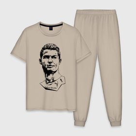 Мужская пижама хлопок с принтом Ronaldo   Manchester United   Portugal в Новосибирске, 100% хлопок | брюки и футболка прямого кроя, без карманов, на брюках мягкая резинка на поясе и по низу штанин
 | football | forward | ronaldo | star | звезда | роналдо | форвард | футбол