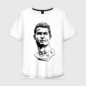 Мужская футболка хлопок Oversize с принтом Ronaldo   Manchester United   Portugal в Тюмени, 100% хлопок | свободный крой, круглый ворот, “спинка” длиннее передней части | football | forward | ronaldo | star | звезда | роналдо | форвард | футбол