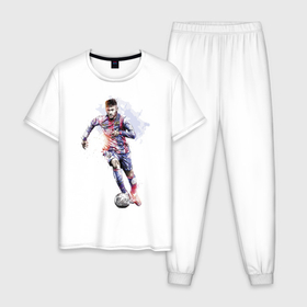 Мужская пижама хлопок с принтом Неймар в Тюмени, 100% хлопок | брюки и футболка прямого кроя, без карманов, на брюках мягкая резинка на поясе и по низу штанин
 | football | forward | neymar | star | звезда | неймар | форвард | футбол