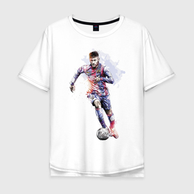 Мужская футболка хлопок Oversize с принтом Неймар в Белгороде, 100% хлопок | свободный крой, круглый ворот, “спинка” длиннее передней части | football | forward | neymar | star | звезда | неймар | форвард | футбол