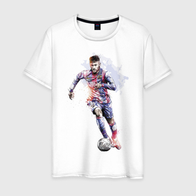 Мужская футболка хлопок с принтом Неймар в Белгороде, 100% хлопок | прямой крой, круглый вырез горловины, длина до линии бедер, слегка спущенное плечо. | football | forward | neymar | star | звезда | неймар | форвард | футбол