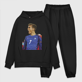 Мужской костюм хлопок OVERSIZE с принтом Antoine Griezmann ,  |  | Тематика изображения на принте: football | forward | griezmann | star | гризман | звезда | форвард | футбол