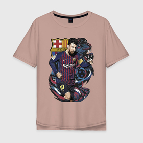 Мужская футболка хлопок Oversize с принтом Messi   Barcelona   Argentina   Striker в Санкт-Петербурге, 100% хлопок | свободный крой, круглый ворот, “спинка” длиннее передней части | barcelona | football | forward | messi | star | барселона | звезда | месси | нападающий | форвард | футбол