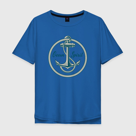 Мужская футболка хлопок Oversize с принтом Дух океана в Белгороде, 100% хлопок | свободный крой, круглый ворот, “спинка” длиннее передней части | ocean spirit | whale | белый кит | дух океана | кит | киты | морские | паттерн | синий кит