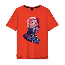 Мужская футболка хлопок Oversize с принтом драйв  в Тюмени, 100% хлопок | свободный крой, круглый ворот, “спинка” длиннее передней части | drive | драйв | кино | райан гослинг | фильмы