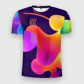 Мужская футболка 3D спортивная с принтом Rainbow T-Shirt в Новосибирске, 100% полиэстер с улучшенными характеристиками | приталенный силуэт, круглая горловина, широкие плечи, сужается к линии бедра | Тематика изображения на принте: colorful | rainbow | градиент | иллюстрация | линии