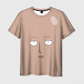Мужская футболка 3D с принтом Сайтама One-Punch Man в Белгороде, 100% полиэфир | прямой крой, круглый вырез горловины, длина до линии бедер | Тематика изображения на принте: one punch man | аниме | лицо | приколы | сайтама | удар