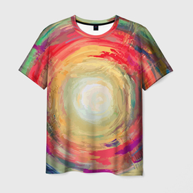 Мужская футболка 3D с принтом Восход в Тюмени, 100% полиэфир | прямой крой, круглый вырез горловины, длина до линии бедер | абстракция | краска | круг | солнце | цвет