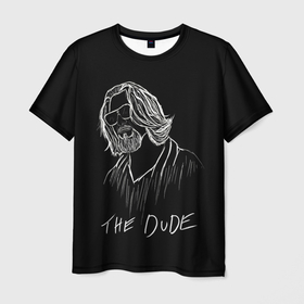Мужская футболка 3D с принтом THE DUDE (Большой Лебовски) в Петрозаводске, 100% полиэфир | прямой крой, круглый вырез горловины, длина до линии бедер | abide | big | dude | jeff | lebowski | the | большой | лебовски | фильм | чувак