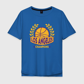 Мужская футболка хлопок Oversize с принтом Los Angeles Champions в Петрозаводске, 100% хлопок | свободный крой, круглый ворот, “спинка” длиннее передней части | basketball | bryant | game | james | kobe | lakers | lebron | los angeles | nba | sport | streetball | баскетбол | баскетболист | брайант | джеймс | игра | игрок | коби | леброн | лейкерс | лос анджелес | мяч | нба | спорт | стритбол