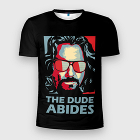 Мужская футболка 3D спортивная с принтом The Dude Abides (Лебовски) , 100% полиэстер с улучшенными характеристиками | приталенный силуэт, круглая горловина, широкие плечи, сужается к линии бедра | abide | big | dude | jeff | lebowski | the | большой | лебовски | фильм | чувак