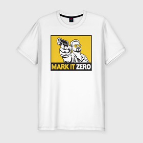 Мужская футболка хлопок Slim с принтом Mark It Zero (Большой Лебовски) , 92% хлопок, 8% лайкра | приталенный силуэт, круглый вырез ворота, длина до линии бедра, короткий рукав | abide | big | dude | jeff | lebowski | the | большой | лебовски | фильм | чувак