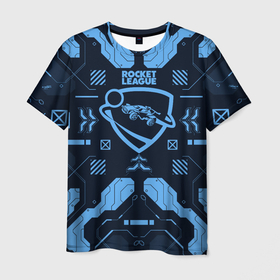 Мужская футболка 3D с принтом Rocket League / Рокет Лига в Санкт-Петербурге, 100% полиэфир | прямой крой, круглый вырез горловины, длина до линии бедер | auto | avto | car | game | league | race | rocket | гонки | игра | машина | рокет лига | тачка | тачки