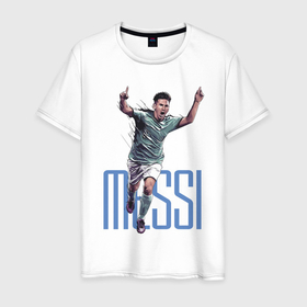 Мужская футболка хлопок с принтом Lionel Messi в Тюмени, 100% хлопок | прямой крой, круглый вырез горловины, длина до линии бедер, слегка спущенное плечо. | barcelona | forward | lionel messi | star | барселона | звезда | лионель месси | форвард