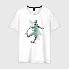 Мужская футболка хлопок с принтом Ronaldo в Белгороде, 100% хлопок | прямой крой, круглый вырез горловины, длина до линии бедер, слегка спущенное плечо. | celebrity | football | forward | ronaldo | star | звезда | знаменитость | роналду | форвард | футбол