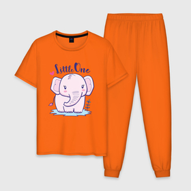 Мужская пижама хлопок с принтом Маленький слоненок в Белгороде, 100% хлопок | брюки и футболка прямого кроя, без карманов, на брюках мягкая резинка на поясе и по низу штанин
 | детеныш | милый | ребенок | слон | слоненок | слоник