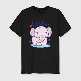 Мужская футболка хлопок Slim с принтом Маленький слоненок в Курске, 92% хлопок, 8% лайкра | приталенный силуэт, круглый вырез ворота, длина до линии бедра, короткий рукав | детеныш | милый | ребенок | слон | слоненок | слоник