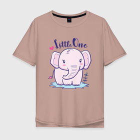 Мужская футболка хлопок Oversize с принтом Маленький слоненок в Курске, 100% хлопок | свободный крой, круглый ворот, “спинка” длиннее передней части | Тематика изображения на принте: детеныш | милый | ребенок | слон | слоненок | слоник
