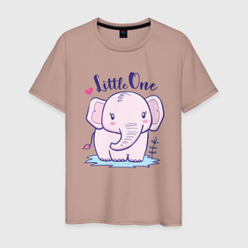 Мужская футболка хлопок с принтом Маленький слоненок в Курске, 100% хлопок | прямой крой, круглый вырез горловины, длина до линии бедер, слегка спущенное плечо. | детеныш | милый | ребенок | слон | слоненок | слоник