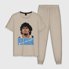 Мужская пижама хлопок с принтом Мы помним Диего! в Екатеринбурге, 100% хлопок | брюки и футболка прямого кроя, без карманов, на брюках мягкая резинка на поясе и по низу штанин
 | argentina | celebrity | diego maradona | football | forward | star | аргентина | диего марадона | звезда | знаменитость | форвард | футбол